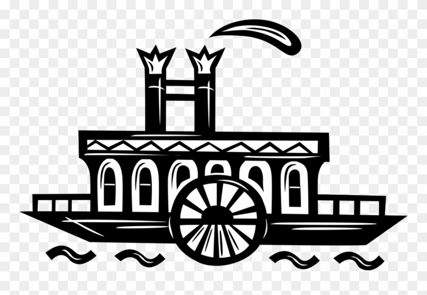 Vector Illustration Of Mississippi Paddleboat Or Paddle - Free Clipart River Boat - Png Download