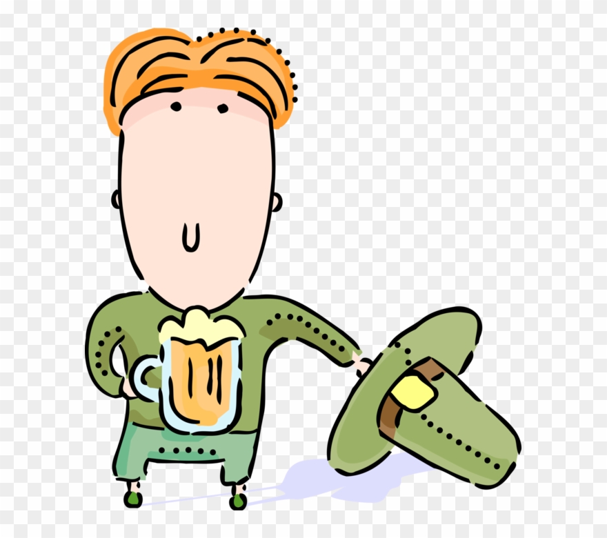 Vector Illustration Of St Patrick's Day Ginger Haired - Cartoon Clipart