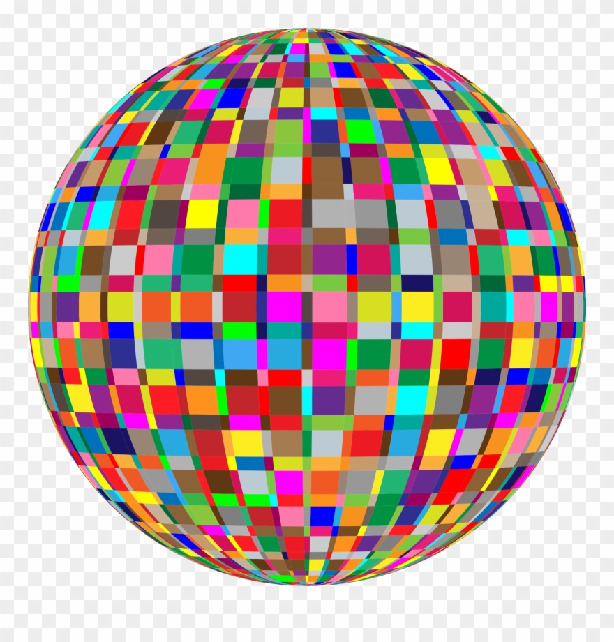 Design Pattern Colorful Squares Sphere Globe Clipart - Drawing - Png Download