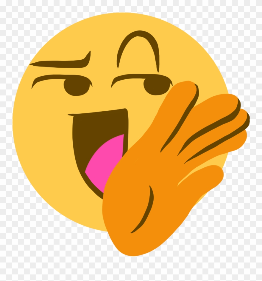 An Emoji Of A Smug Laugh With One Hand Raised To The Clipart