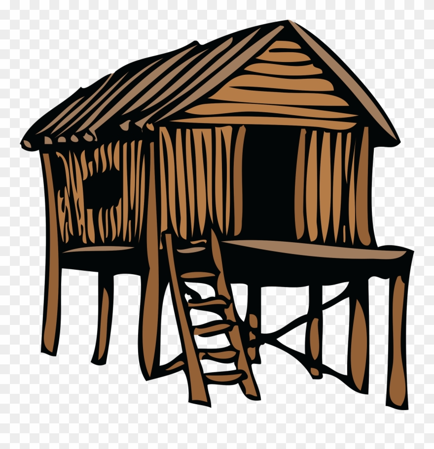 Shack Clipart Thatch - Casa De Madera En Dibujo - Png Download