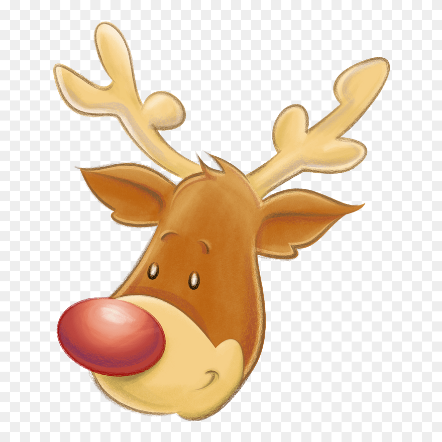 Christmas, Reindeer, Head, Smiling, Rudolph, Santa - Christmas Reindeer - Round Necklace Clipart