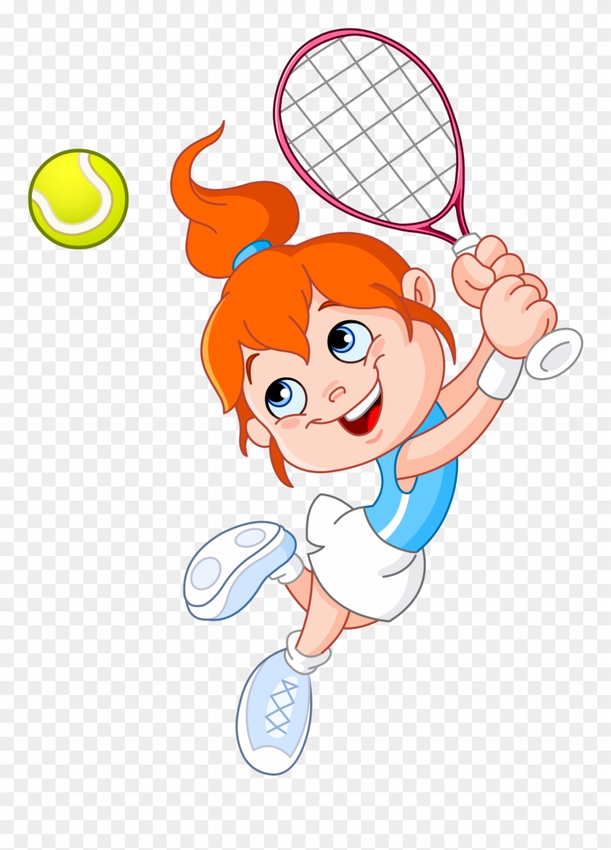 Tennis Girl Racket Cartoon - Girl Playing Tennis Clipart - Png Download