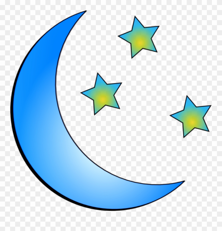 Ftestickers Stars Moon Crescent Blue - Moon Clipart