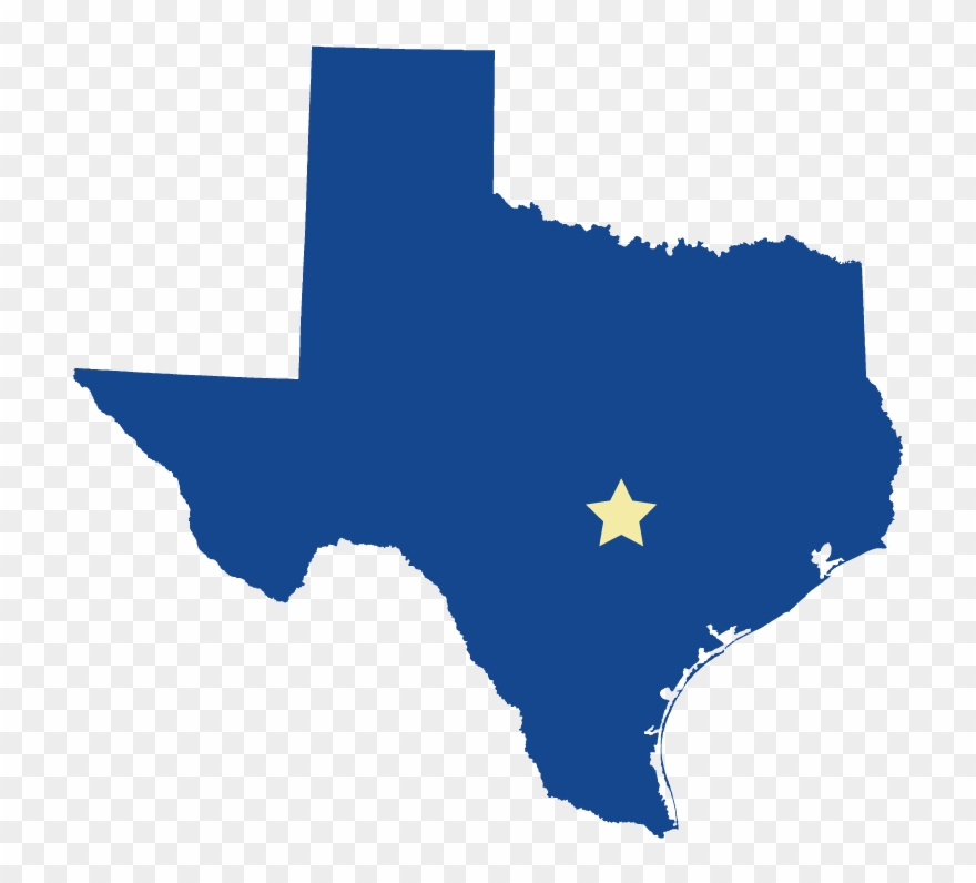 Texasmapwithstar Square - Texas Silhouette Png Clipart