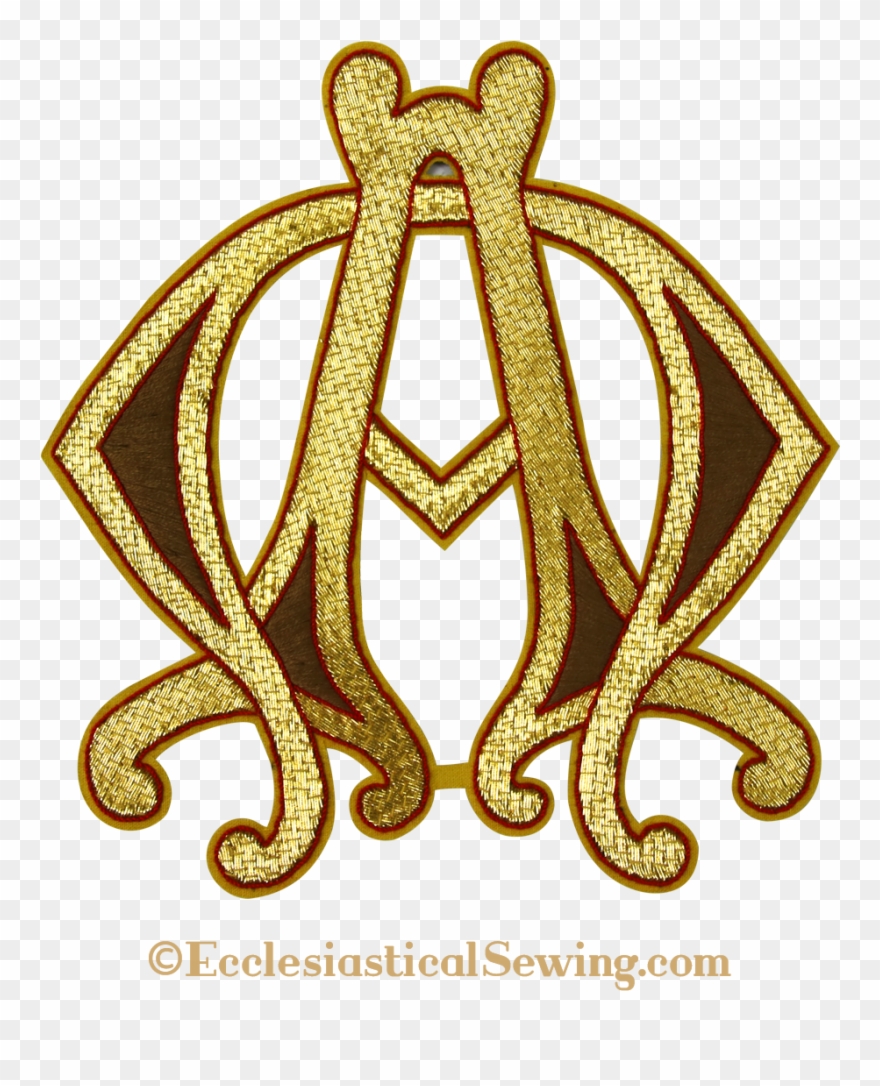 Alpha Omega Goldwork Embroidered Emblem - Embroidery Clipart
