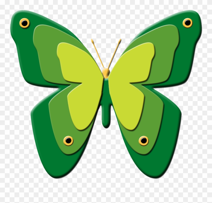 Green Butterflies Clipart Green Cartoon Butterfly - Cartoon - Png Download