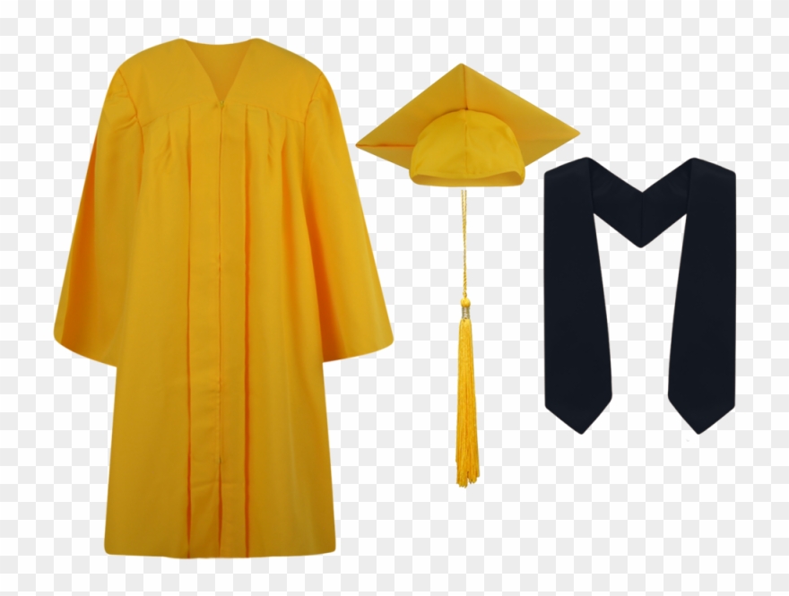 Graduation Gown Png - Yellow Graduation Cap And Gown Clipart