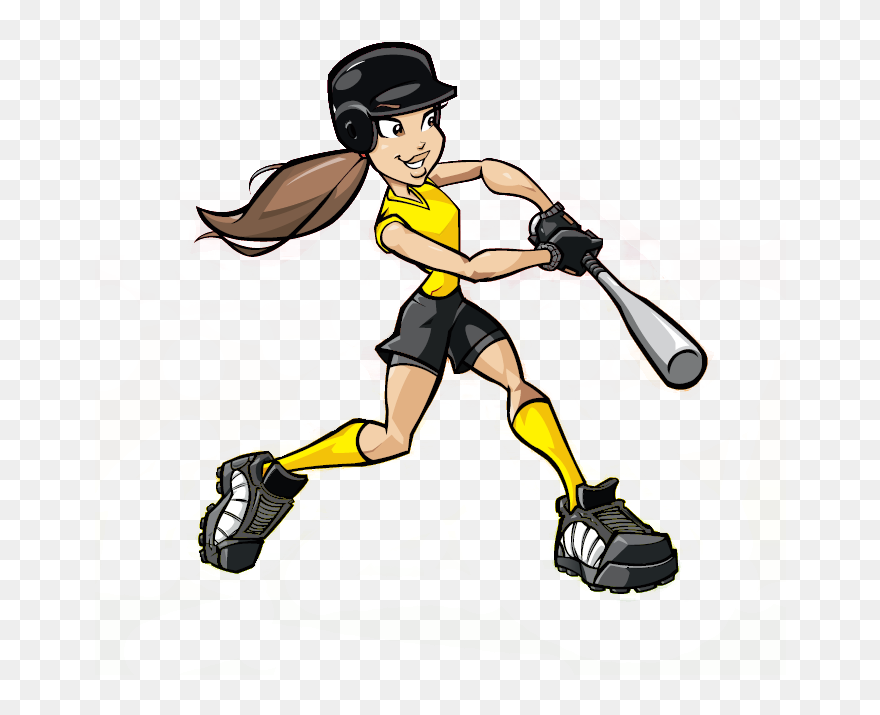 Women's Softball Clip Art Clipart Download - Free Cartoon Softball Player - Png Download