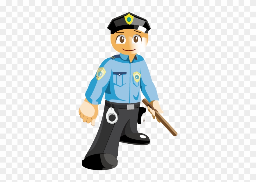 Police Cartoon Security Guard Career With Batons Clipart