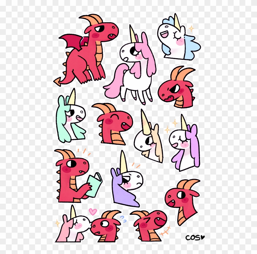 Unicorns And Dragons Clipart Phoebe And Her Unicorn - Unicorn And Dragon Cute - Png Download