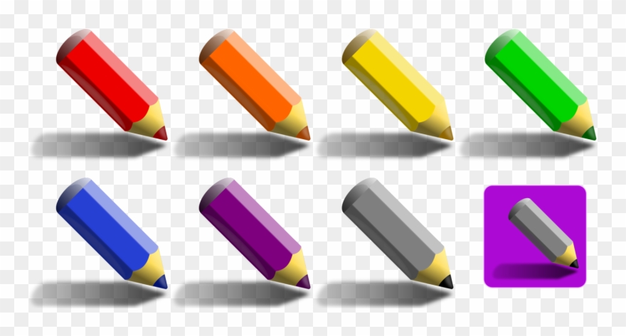 7 Color Pencils - Pencil Color Clipart