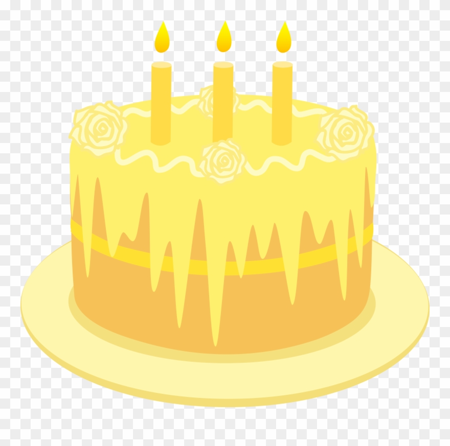 Lemon Birthday Cake With Candles - Yellow Birthday Cake Png Clipart