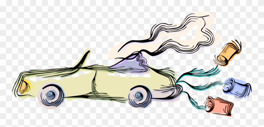 Vector Illustration Of Bride And Groom Wedding Car - Car Clipart