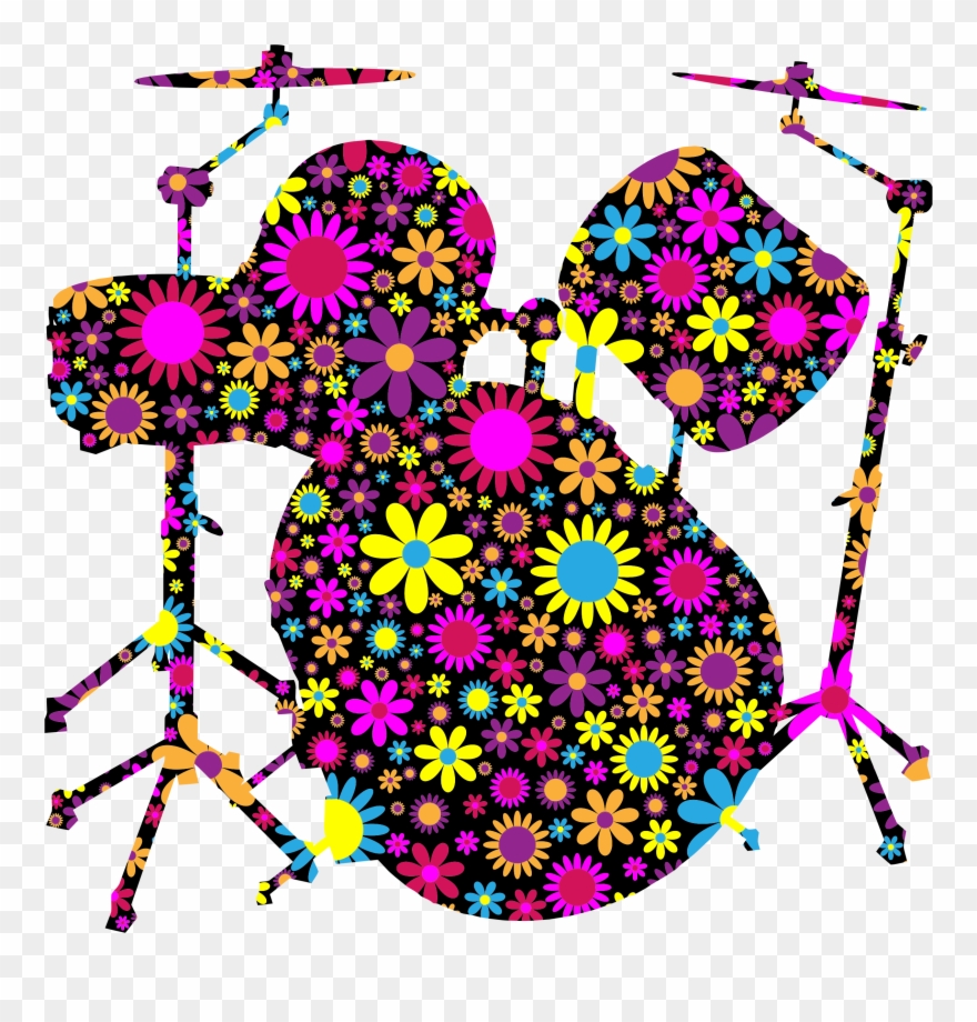 Floral Big Image Png - Drum Silhouette Transparent Png Clipart