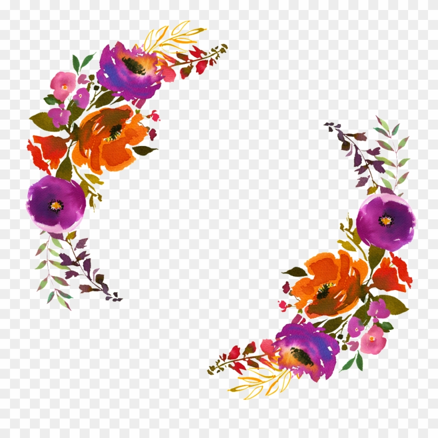 Hand Painted Wedding Anniversary Card Pattern Png Transparent - Bright Flower Wreath Clipart