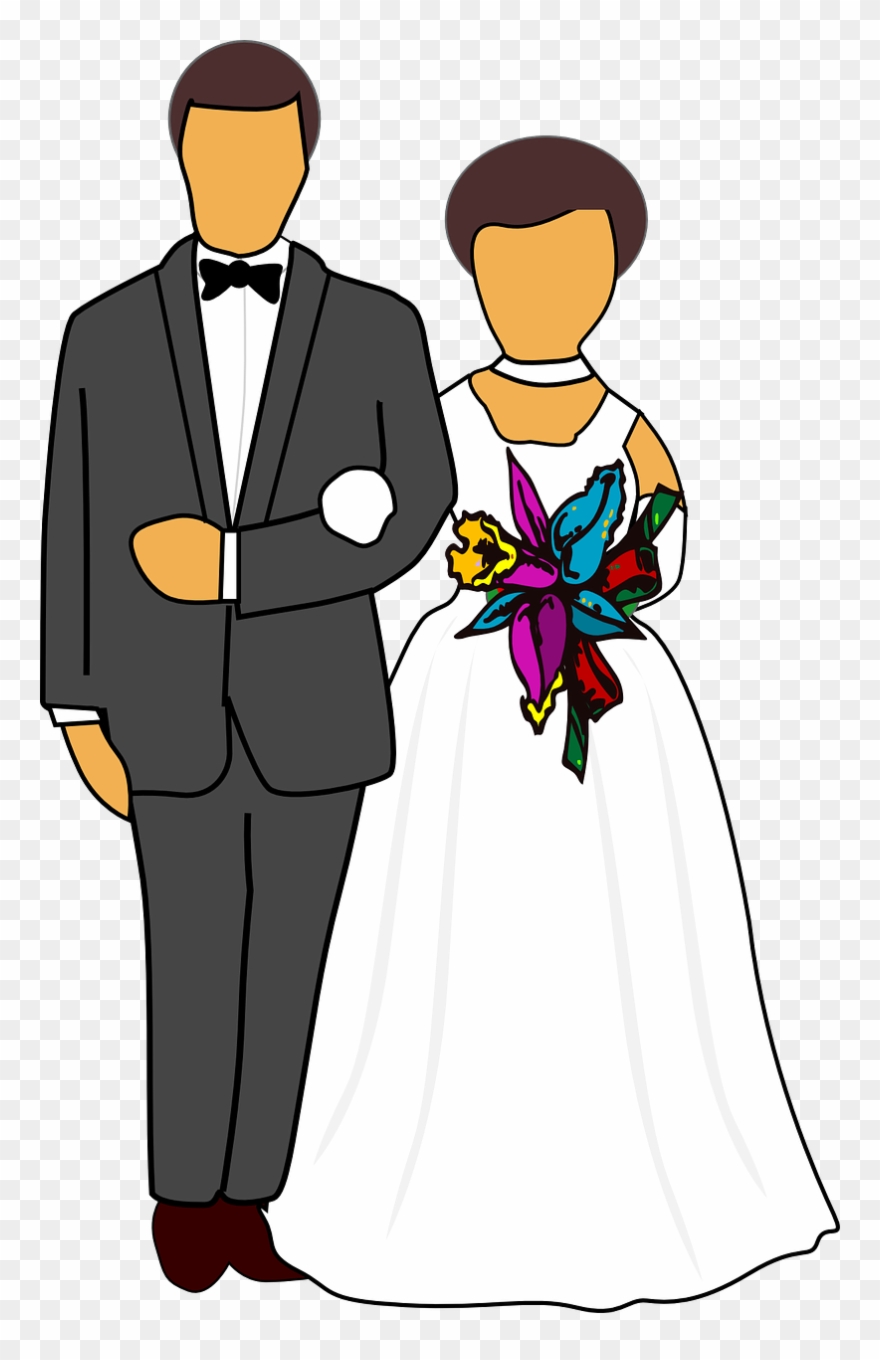 Wedding, Wedding, Couple, Bride, Broom, Bouqette - Bride And Groom Clipart - Png Download