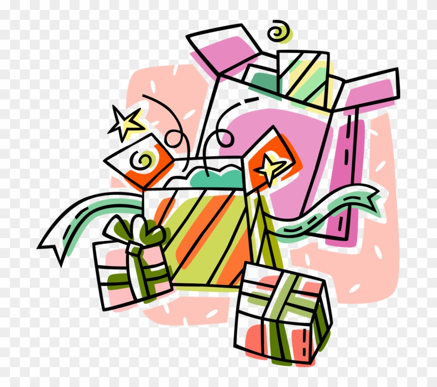 Vector Illustration Of Gift Wrapped Wedding Presents Clipart