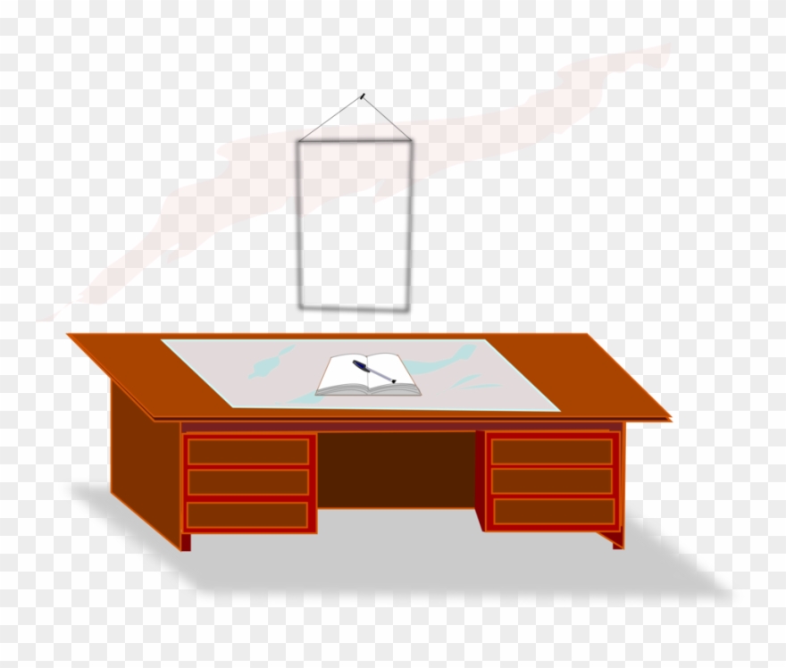 Table Desk Office School Education - Clip Art - Png Download