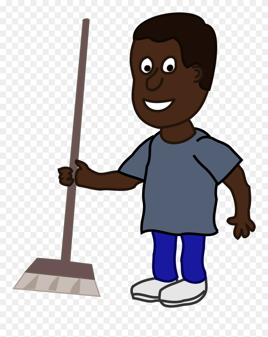 Clipart African Man With Broom 2018 Clip Art 2016 Clip - Gambar Orang Menyapu Kartun - Png Download