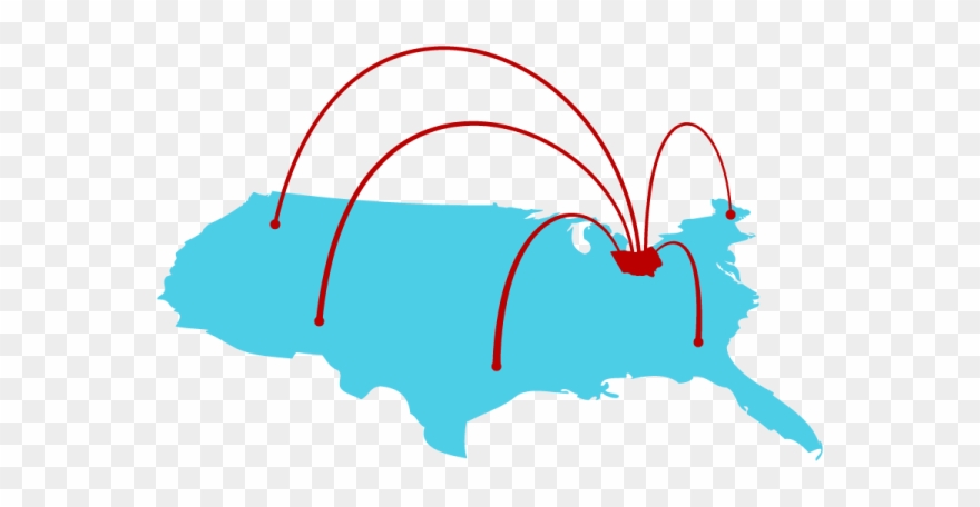 Blue Map Of The United States With Red Ohio Sending - Election Clipart