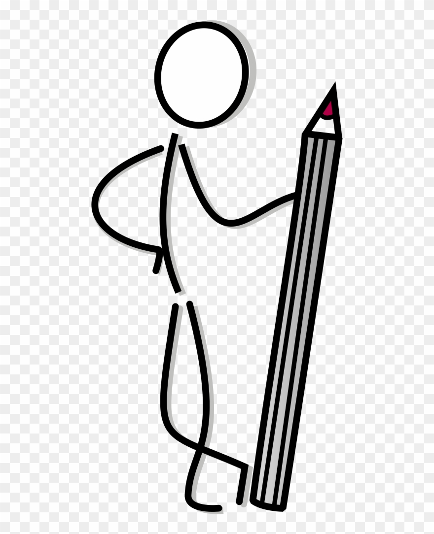 Clipart Stickfigure With Pen - Clip Art - Png Download