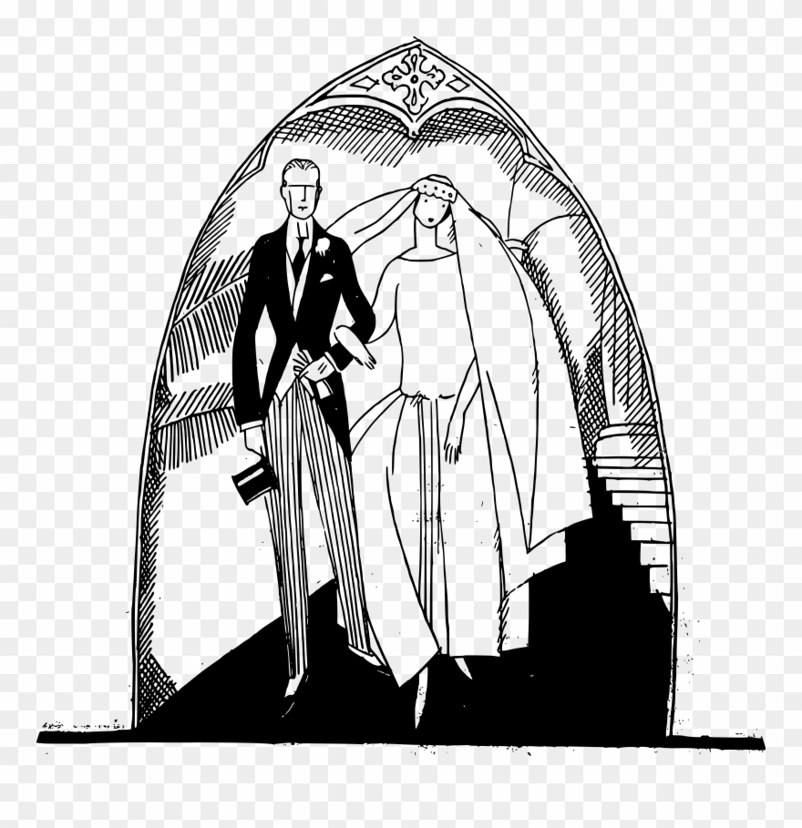 Couple Clipart Church Wedding - Wedding Couples Icons Line Art - Png Download