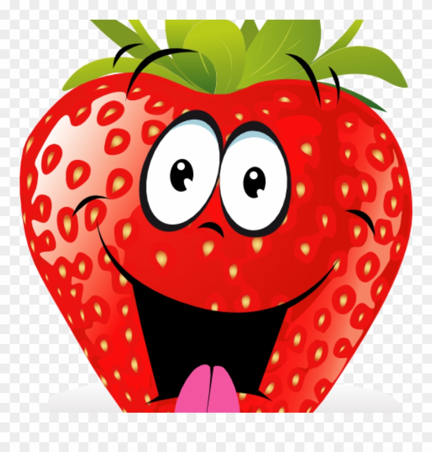 Strawberry Clipart Strawberry Fruit Cartoon Cartoon - Fruits With Face Clipart - Png Download
