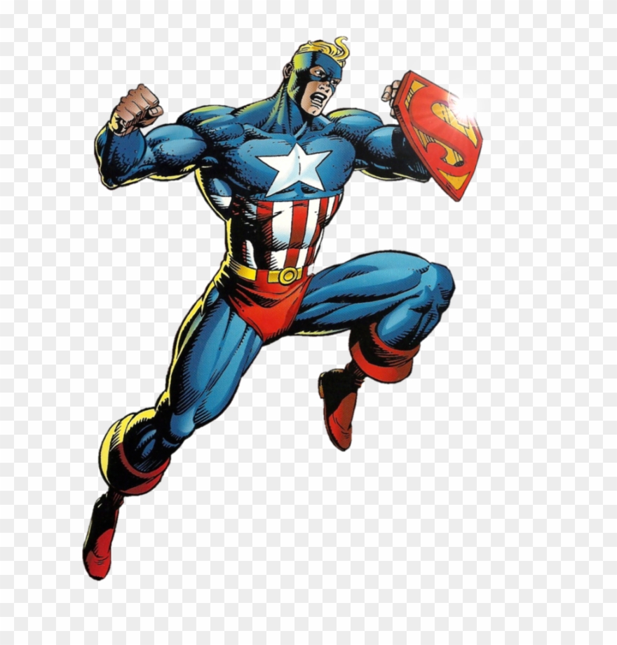 Amalgam Comics Super Soldier Clipart Superman Captain - Iron Man Captain America Fusion - Png Download