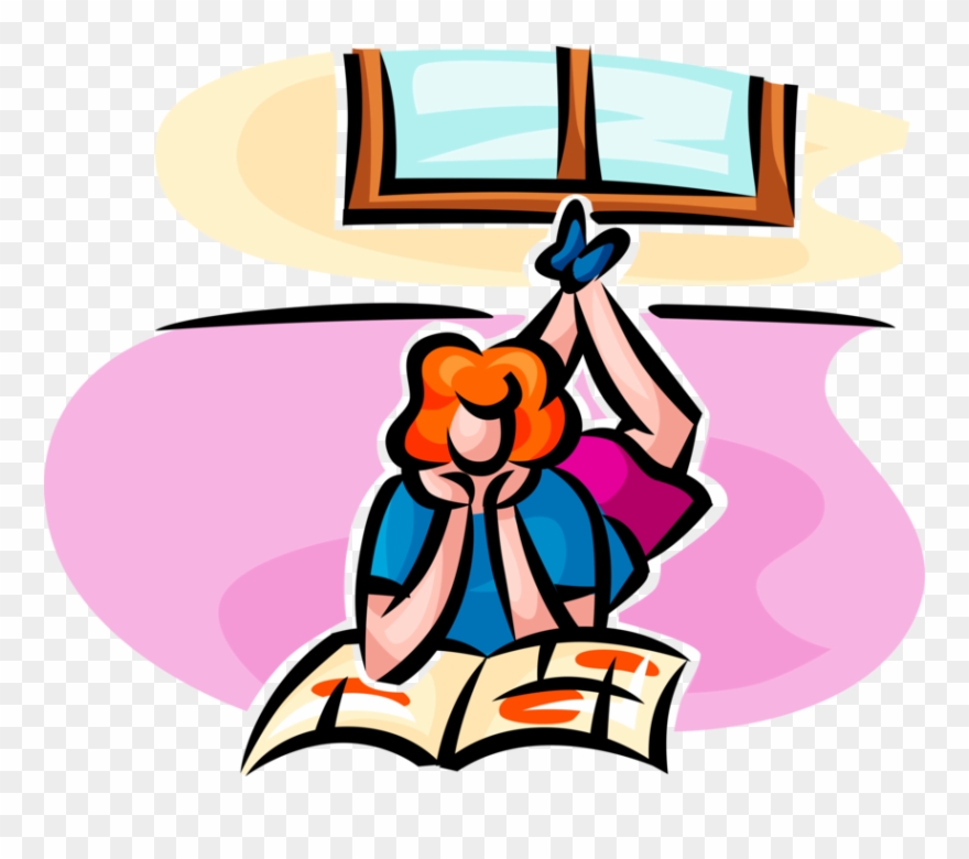 Vector Illustration Of Adolescent Teenager Reads Teen - Clip Art - Png Download
