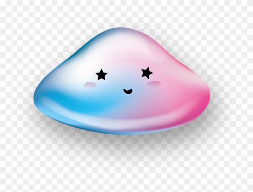 A Pink And Light Blue Blob With Stars As Eyes, Smiling - Illustration Clipart