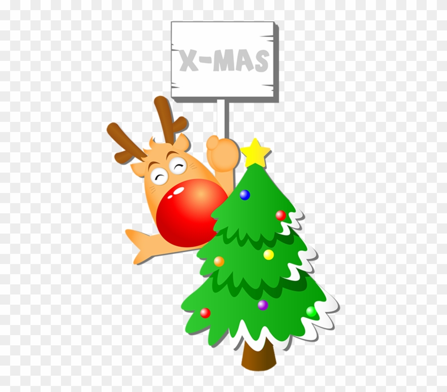 Santa And Reindeer, Tube, Xmas, Rennes - Santa Claus Con Reno Animado Clipart