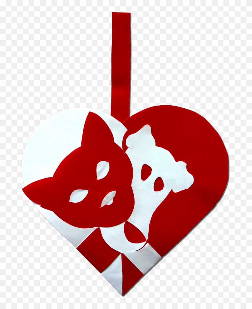 Julehjerte Hund Og Kat Imellem - Julepynt Clipart