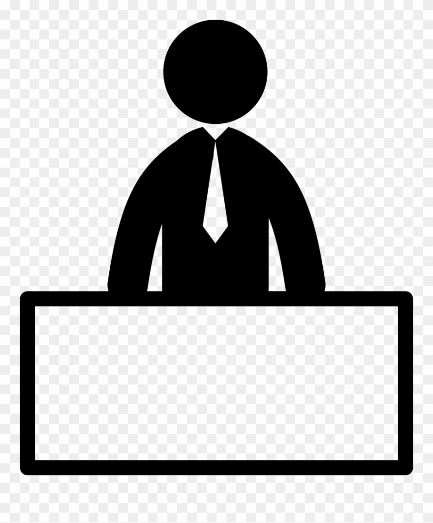 Business Man Showing Blank Publicity Board Comments - Icandy Combat Visitors Please Ring Bell Print Working Clipart