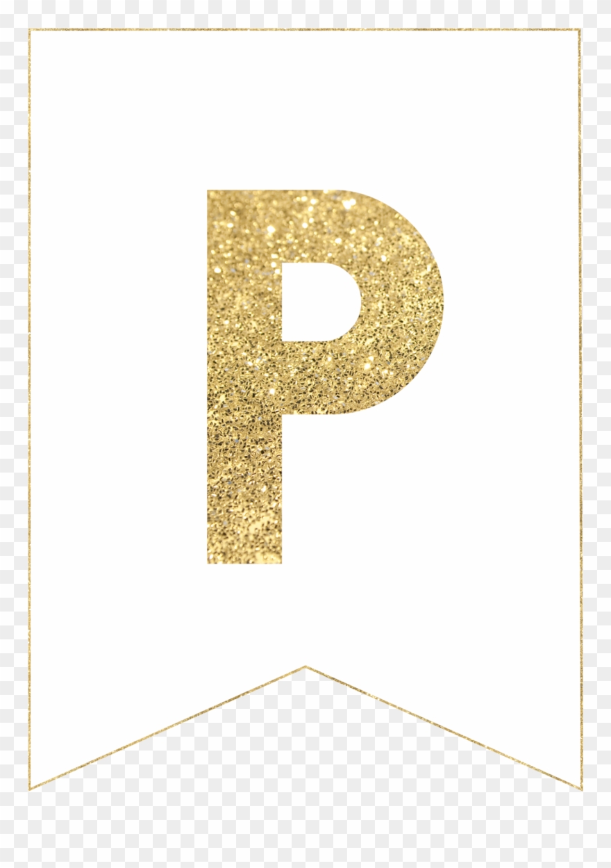 P Gold Alphabet Banner Letter - Gold Letter Banner Printable Clipart