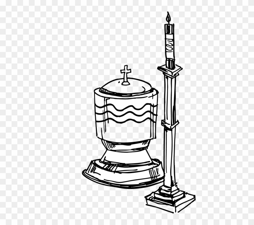 Baptismal Font - Baptism Candle Clipart - Png Download