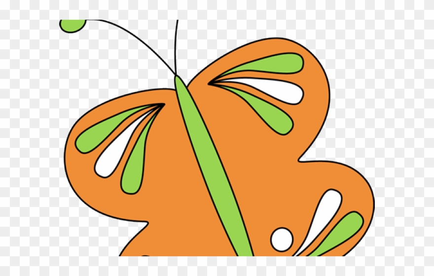 Orange Flower Clipart Butterfly - Butterfly - Png Download
