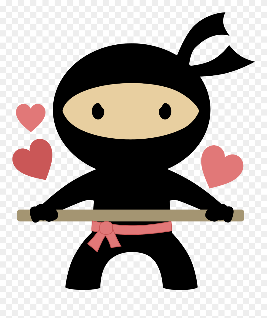 Ninja In Love Clipart - Girl Ninja Clip Art - Png Download