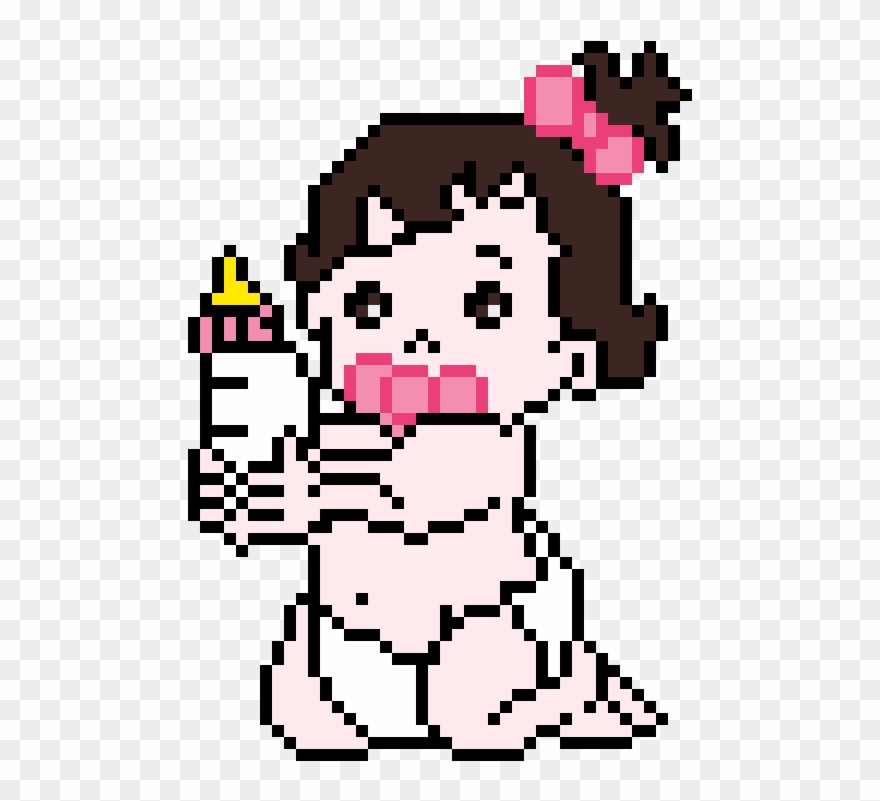 Toddler Girl Holding Baby Bottle - Cartoon Clipart