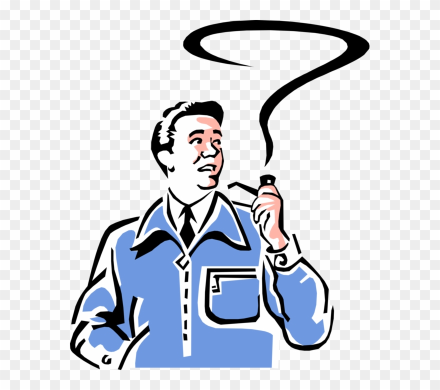 Vector Illustration Of 1950's Vintage Style Man Smoking - Sidestream Smoke Clipart