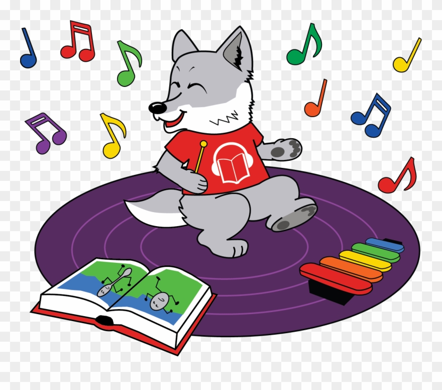 Wolf Dancing And Playing Music Clipart