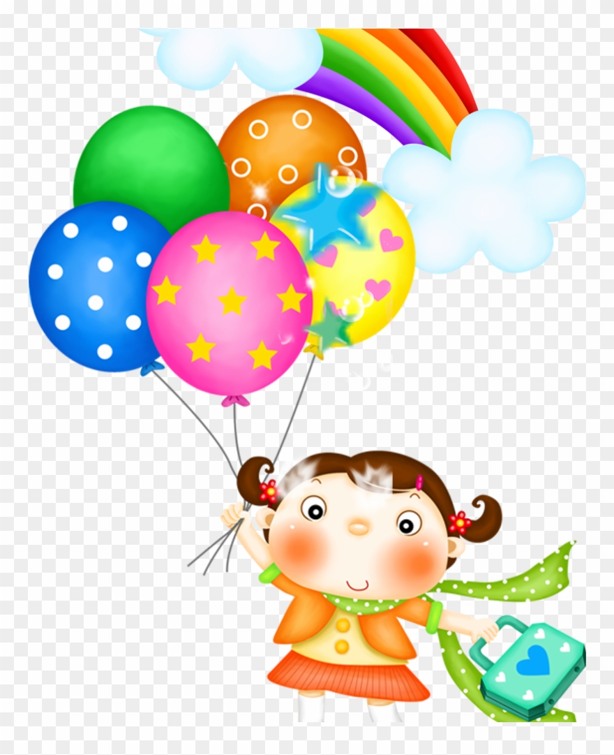 Birthday Happiness Wish Friendship Girl Holding - Blancho Bedding Flying Sky - Wall Decals Stickers Appliques Clipart