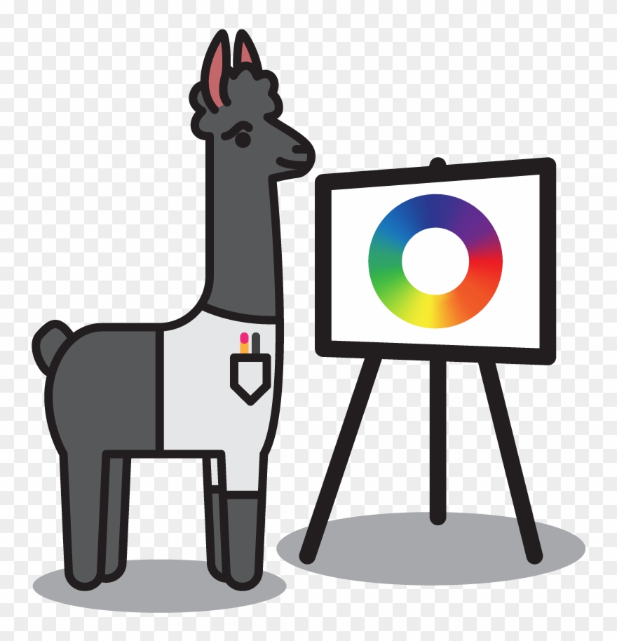 An Illustrated Cartoon Llama Stands In Front Of An - Color Clipart