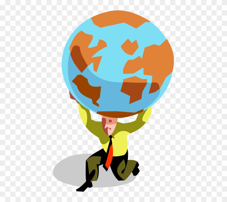 Vector Illustration Of Businessman Greek Mythology - World On Shoulders Clipart - Png Download