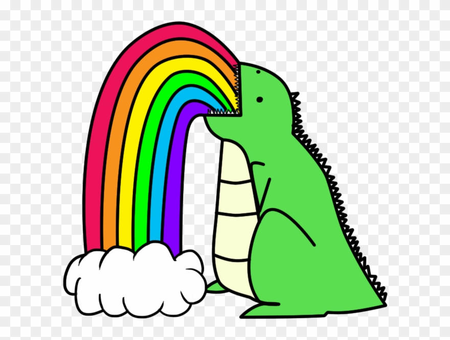 It's Even A Dino Puking A Rainbow Big Win I'm Working - Puking Rainbows Clipart