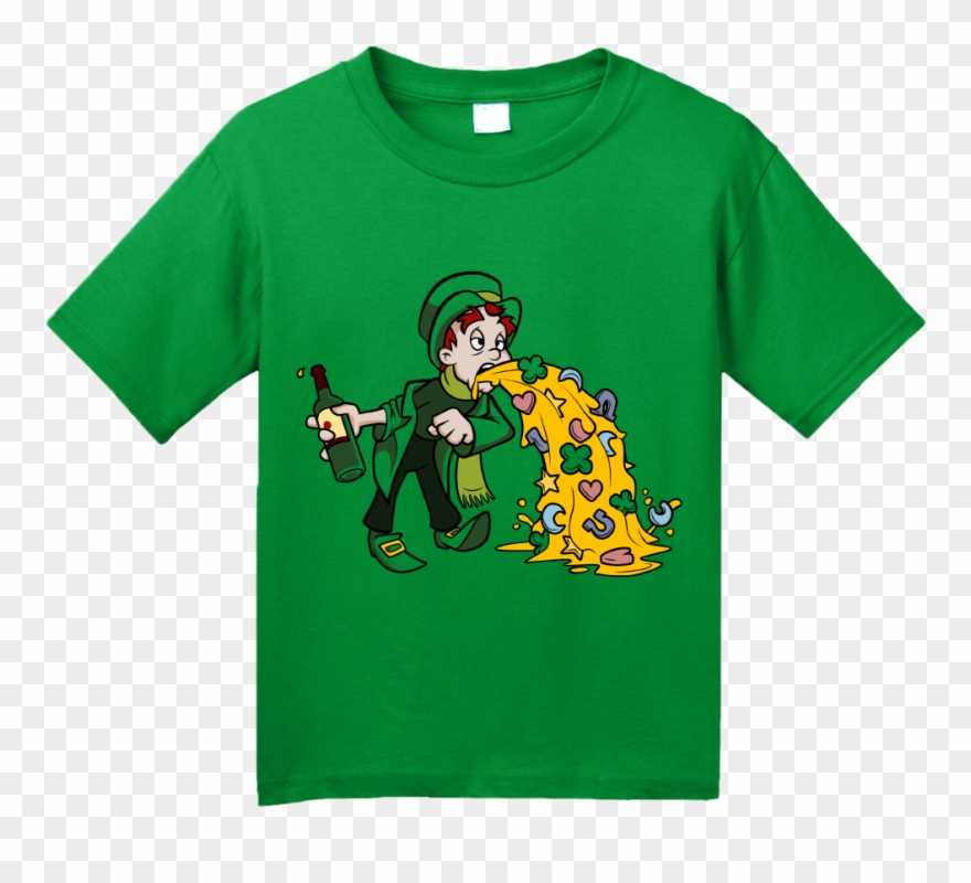 Youth Green Un Lucky Leprechaun Puking T Shirt - T-shirt Clipart