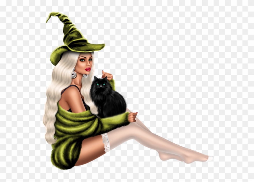 Tube Halloween Femme - Black Cat Clipart