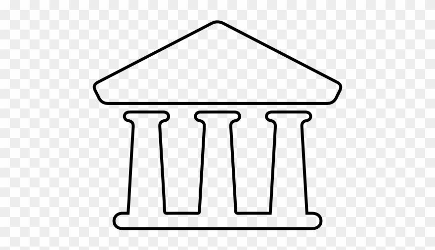 Courthouse Rubber Stamp - Line Art Clipart