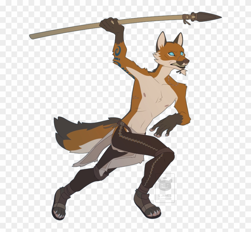 A Scruffy Anthropomorphic Fox Wearing Fur And Leather - Leather Clipart