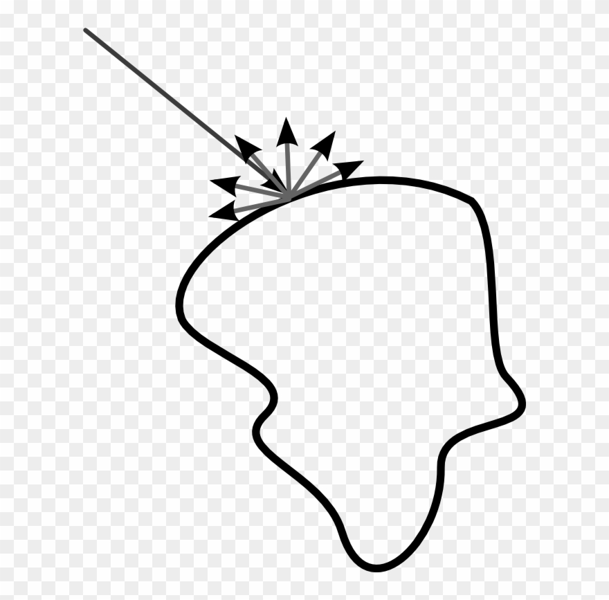 Diffuse Reflection Path - Line Art Clipart